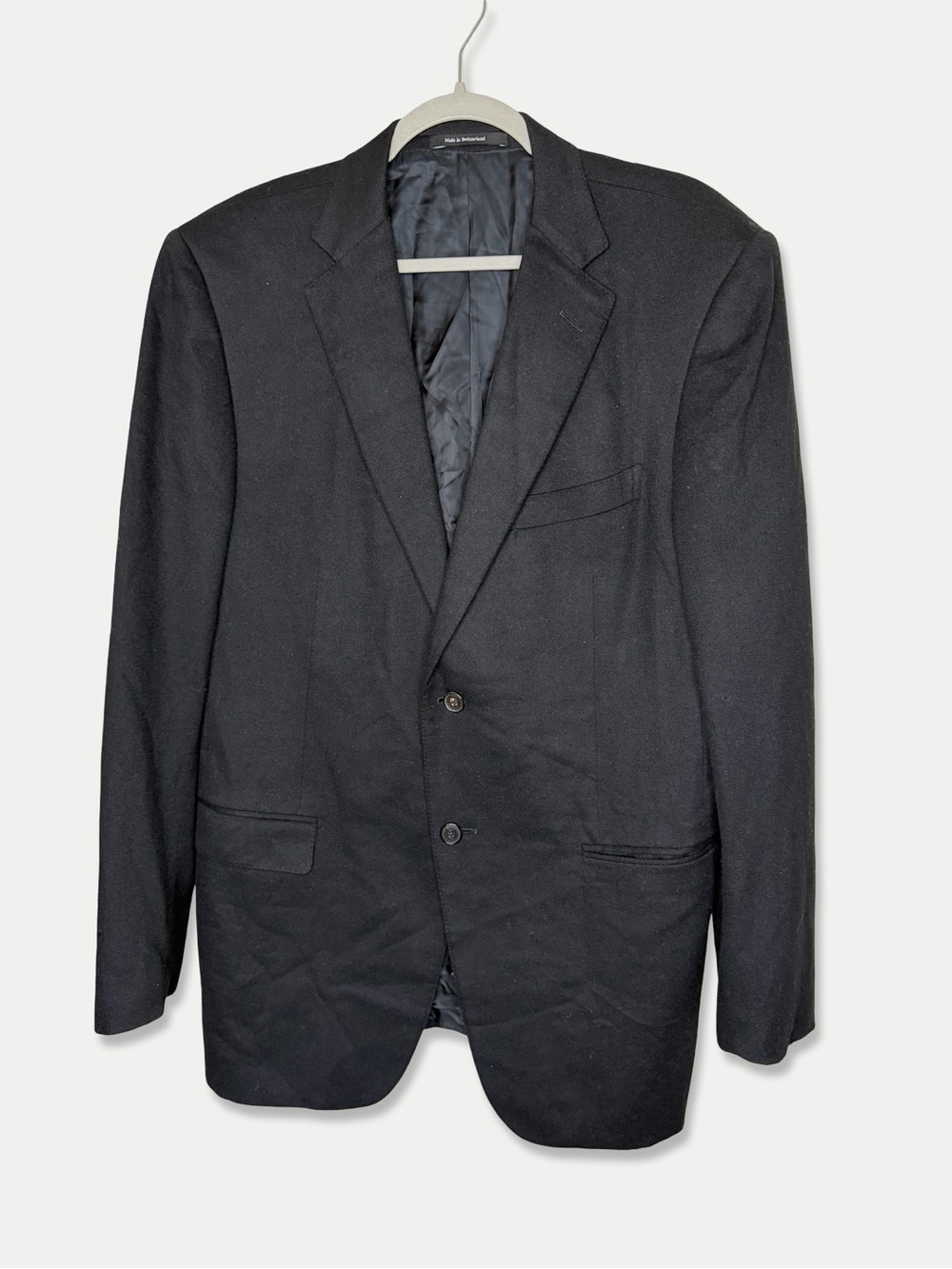 Z Ermenegildo Zegna Suit Blazer Jacket 54L (US 44L) Black 100% Cashmere GUC